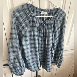 Lucky Brand Women's Blue plaid Blouse
